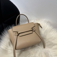 CELINE Belt 鯰魚包 Pico 15 mini奶茶色 金釦 手提包 側背包