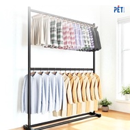 180cm Extra Large Heavy Duty Clothes Rack | Double Layer Steel Pipe Garment Hanger with Shelf | Ward