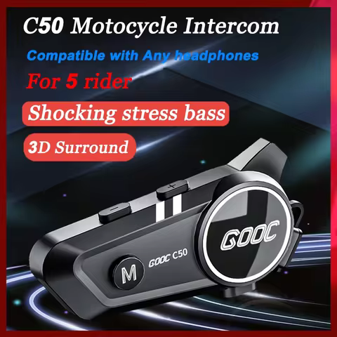 1/2Pcs C50 Motorcycle Helmet Intercom 300M Bluetooth Moto Helmet Headset Universal Pairing Wireless 