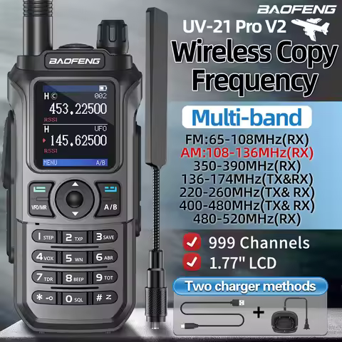 Baofeng UV-21 PRO Wireless Copy Frequency Walkie Talkie Multi-Band AM FM 999Channels Long Range Type