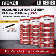 [GENUINE] Maxell LR Battries 1.5V Alkaline Button Cell Battery | LR44 LR41 LR1130 | For Small Electr