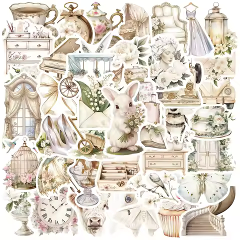 50PCS White Aesthetic VSCO Stickers Cute Art Coquette Sticker Waterproof Vinyl Stickers for Laptop W