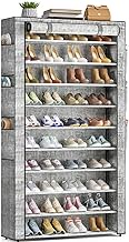 Shoe Rack 10 Tier Large Capacity 50-56Pairs Beautiful Dustproof Tall Shoe Shelf Sturdy Free Standing Shoe Rack Organizer for Closet Vertical Shoe Organizer Storage Cabinet with Cover Entryway Bedroom