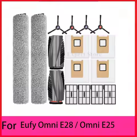 Compatible For Eufy Omni E25 / E28 Vacuum Parts Roller Mop Cloth Side Brush Filter Dust Bag Replacem