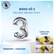 Balloon No. 3 Large Size Silver Color Large Size 70cm