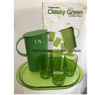 Tupperware Classy Green Set  / Jug Air Hijau / Pitcher Tumbler  Crystalline Tray  Set / Cawan / Glass / Gelas