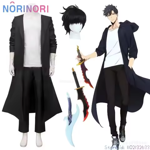 Anime Knight sung jin-woo solo sung Jinwoo leveling cosplay costume wig shun mizushino trench coat H