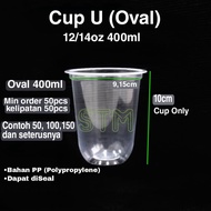 400 ml oval plastic cup without lid/U cup/round shape plastic cup