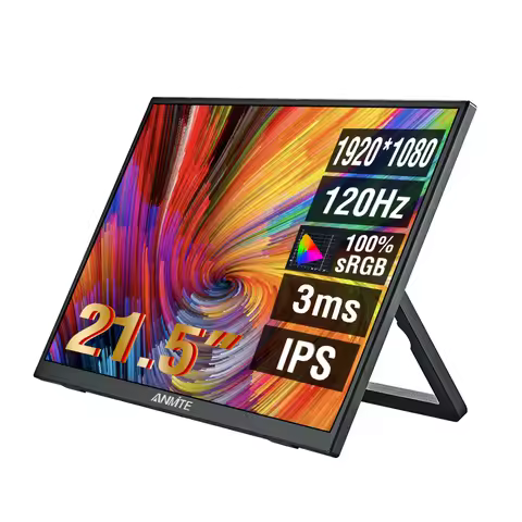 Anmite 21.5 inch Portable Monitor 120Hz RGB100% With VESA Hole & Back bracket Laptop Extended Displa