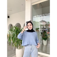 luna crop top bahan crinkle air flow/blouse wanita/blouse polos/atasan wanita terbaru kekinian/korean style