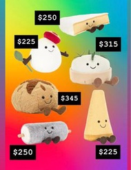 今個星期到貨✨Jellycat 6月新品。Sourdough / Mozzarella/ Camembert / Goat Cheese / Parmesan / Brie