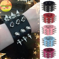 Zhongyanxi PU Leather Studded Bracelet Punk Spike Rivets Cuff Wristband Retro Ro Rivet Wristband Wra