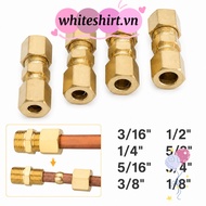 WHITESHIRT Brass Compression Fitting, Straight Multiple Sizes Tube Fitting Connector, Connector Bras