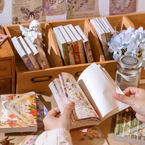 100 pcs Vintage Floral pattern material book Decorative Diary Album Scrapbooking Background paper Ju