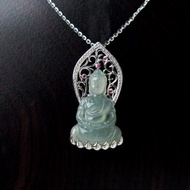 大日如來 | 冰種翡翠佛像 / 紅寶石 / K金 / 鑽石 | 天然翡翠玉珮