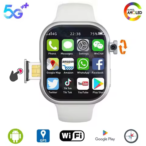 5G Smart Watch S10 Series Android 800W Camera 4G/5G LTE Sim Card GPS WIFI 2.26 inch 490*580 Amoled 1