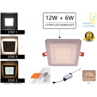 LED RECESSED DOWNLIGHT (Y818 ROUND/ Y819 SQUARE) 3 STEPS 12W + 6W