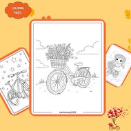 Set of 50/25/10 sheets of coloring pages, coloring pictures for children, Bicycle pictures, A4, A5 p