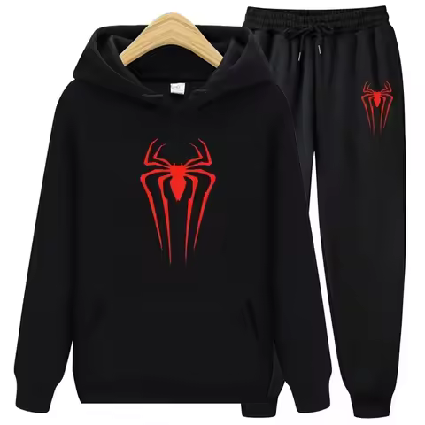 Spring And Autumn New Extraordinary Spider Sportswear Men 2-piece Sweatshirt+Sweat pants Sportswear 