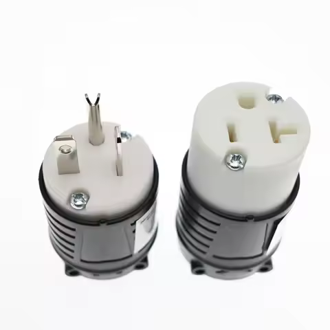 NEMA 5-20R Straight Blade Connector, Female Plug Replacement Cord Outlet, 20 Amp, 125 Volt, 2 Pole, 