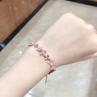 [Ready Stock+Packaging Box] Swarovski ELDERFLOWER Ladies Bracelet Elegant Romantic Rose Gold Flower 