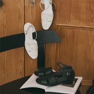 全真皮羅馬編織繫帶橢圓頭低跟鞋