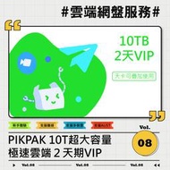 PIKPAK 10T超大容量 極速雲端２天期VIP 支援多裝置 支援ALIST 可離線下載
