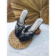 10 cm black pointed wedding shoes