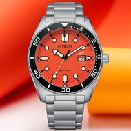 [𝐏𝐎𝐖𝐄𝐑𝐌𝐀𝐓𝐈𝐂] Citizen AW1760-81X Eco-Drive Orange Dial Stainless Steel Men's Watch