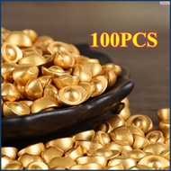 Yuan Bao 100Pcs Set Yuan Bao Metal Fengshui Decoration Mini Yenpao Simulation Money Decoration