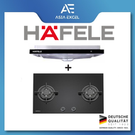 HAFELE H422.9.3 90CM SEMI INTEGRATED SLIMLINE HOOD WITH TOUCH CONTROL + HAFELE HC-GH80A2 80CM 2 BURNER BEVELLED EDGE BUILT-IN GLASS GAS HOB