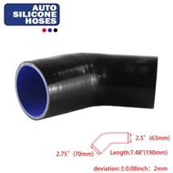 Universal 3-Ply 45 Degree Elbow Coupler Silicone Hose ID 63mm to 70mm 2.5in to 2.75in