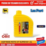 MESIN 100% ORIGINAL Engine Oil AGIP RIDE MOTO 4T SUPER ID SAE [20W-50] 1.2L 1200ML - Viar, TOSSA ORI