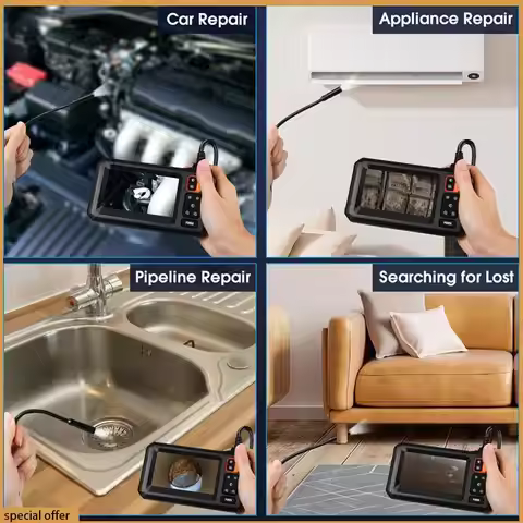 A68Z Dual Lens Industrial Endoscope 1080P Digital Borescope Inspection Camera 4.3 Inch Dual Lens Dig