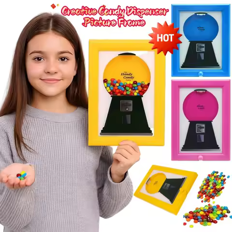 2 in 1 Creative Candy Dispenser Picture Frame Wall Mount Gumball Machine For Desk Countertop Kids Ad