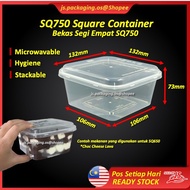SQ 750 Bekas Segi Empat Kek Choc Cheese Lava Square Disposable Plastic Food Microwavable Container