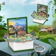 JEREMY1 3D Folding Book Keychain, Novelty Design World 3D Book Keychain, Funny Multi-Purpose Foldabl