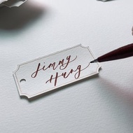 復古燙金邊框手寫字座位卡/婚禮座位卡/名牌/名卡