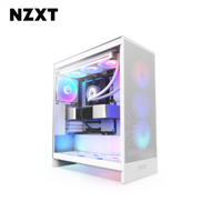 NZXT H7 Flow RGB 2024 白 玻璃透側機殼 (E-ATX/Type-C/內建風扇前3/內建360一體式風扇/網孔面板/隱藏式電源/顯卡410mm/塔散185mm)
