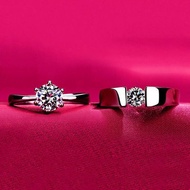 Free Shipping Finger Ring 钻戒正品 1-2克拉白金情侣对戒男女一对白金求婚结婚戒指 Cincin