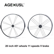 AGEKUSL Speeds 451 Bike Wheel V brakes Wheels Set 20 Inch 7-11  For Dahon Birdy Folding Bicycle