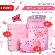 Sakurasomei Bundle Set 01 (Pocket Tissue x1 + Tissue Box + x1Toilet Roll x1)