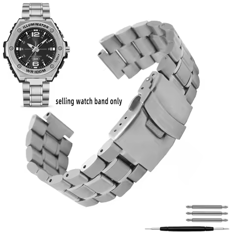 Metal Watch Strap For Casio MWA-100HD-1A MWD-100H MWA-100HD Stainless Steel Watchband For Men Bracel
