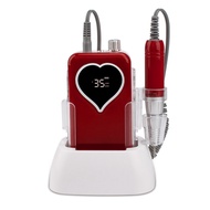 Red Heart Cordless Electric Nail Drill Machine 35000rpm Drill Set for Manicure Pedicure Rechargeable Wireless Drilling File