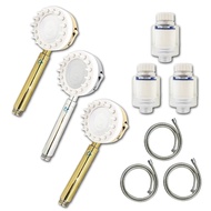 QSPA Gold Medal Award Pressurized Massage Brush Shower Filter Deluxe Set (Shower Head 3+Dechlorinati