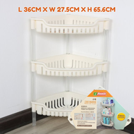 Plastic 3 Layer Multipurpose Conner Utility Storage Rack With Wheel For Kitchen/Living Room/ Bedroom