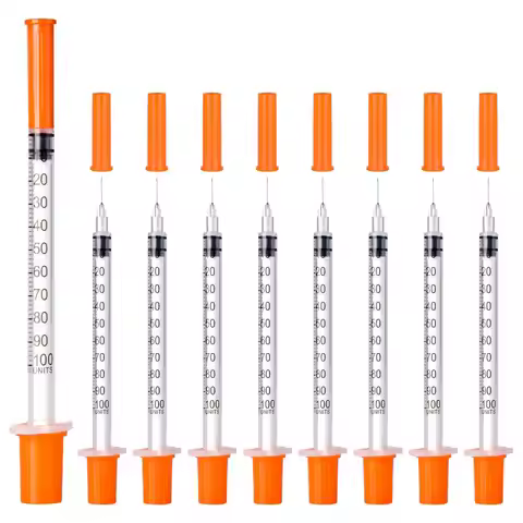 Wholesale Price 100pcs/box 1ml 30G*13mm Disposable Orange Top Sterile Safety Insulin Syringe for Lab