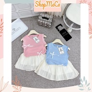 Shirt Set Sleeveless Ventilated bow CS109 with pants and skirt for girls