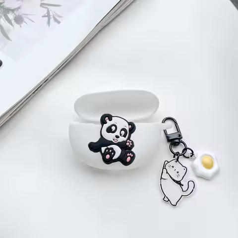 Cute Panda For Haylou GT7 GT6 GT5 T19 case Cartoon Silicone for Haylou GT7 Earphone case with Keycha