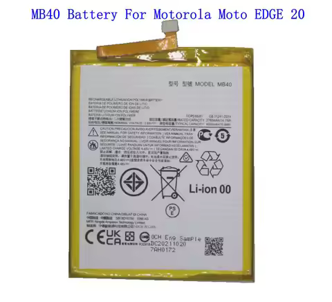 1x 4000mAh 15.6Wh MB40 Replacement Battery For Motorola Moto Edge 20 XT2143 SB18D10750 Batteries
